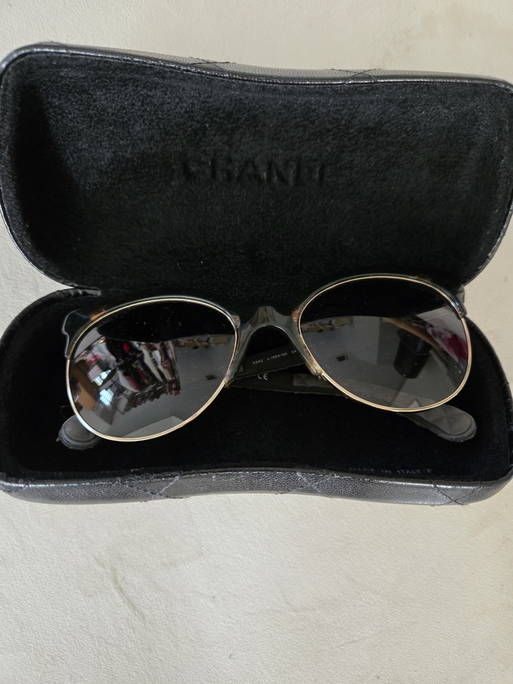 Chanel Black & Gold Aviator Sunglasses - Chanel